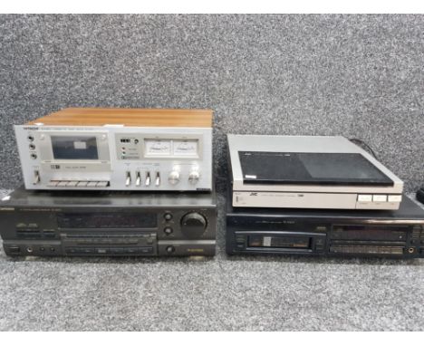 Jvc l-e600 turntable together with hitachi stereo cassette deck technics av control stereo reviever pioneer pd-m603 multi com