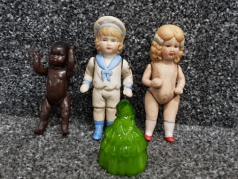 Lot 677: 27 Miniature China & Bisque Dolls w/ 3 Figures