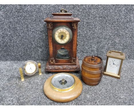 Jerusalem Olive wood tea caddy decorative clock barometer and carriage clock