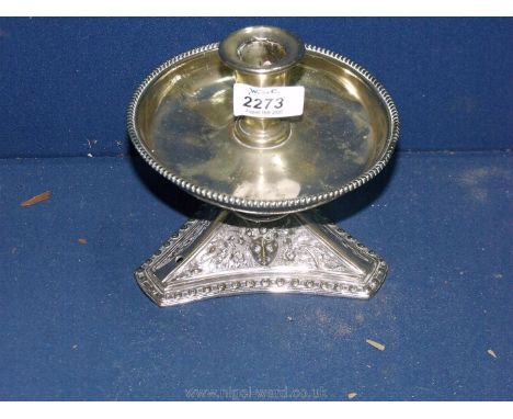 A Victorian brass 'Elkingtons' candlestick. 6 1/4" tall.