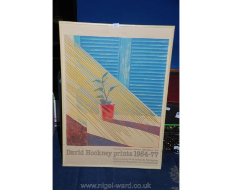 'The Sun', A David Hockney poster Print 1954 - 77 Touring exhibition January 1979 to March 1980 in a metal frame, 27'' x 38 1