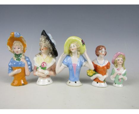 Five ceramic pin ladies 
