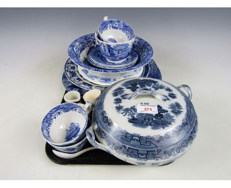 Spode blue and white transfer printed wares including a tureen and ashets etc.