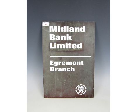 A Midland Bank bronze branch sign
