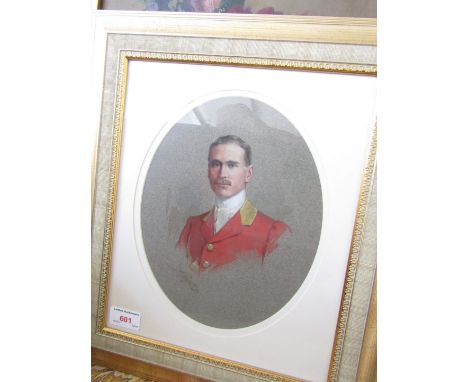 Lafayette [?] (19th Century) A sensitive portrait of a gentleman in red sporting tunic, watercolour over natural paper, early