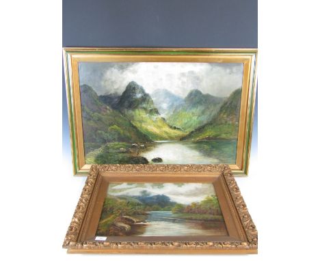 Richard Elliot (Contemporary) Large scale landscape oil painting together with one further oil painting depicting a river