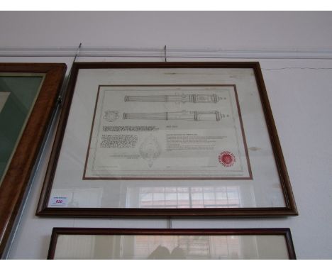 Archeological working drawings for the Bronze 'Bastard' Gun MR79 A1232, commissioned by The Mary Rose Trust Ltd in 1982, fram