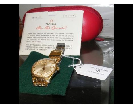 A gent's vintage Omega Automatic Constellation wrist watch with date aperture and original strap - with Guarantee CONDITION R