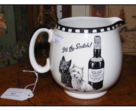A Shelley advertising jug, black and white old Scotch whiskey