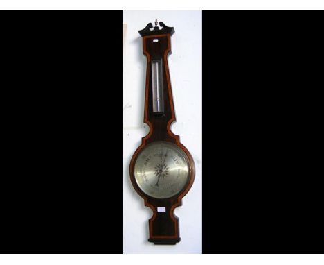 An Edwardian wheel barometer/thermometer by Marlow of HarrogateCONDITION REPORTworkingH 110cmW 33cm