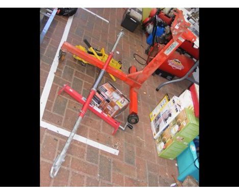 An engine mount, trolley jack together with a hoist and various tools