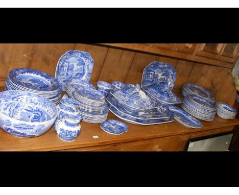 A suite of Copeland Spode Italian blue and white serving ware