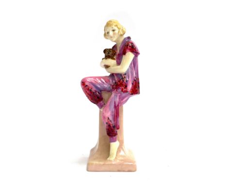 A Royal Doulton Art Deco figurine, 'Lido Lady', designed by Leslie Harradine, model no. HN1220, marked to base, 17.5cmH 