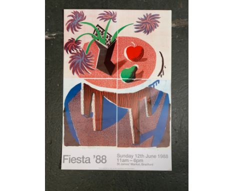 David Hockney (b.1937), Fiesta '88 exhibition poster, showing 'Flowers Apple &amp; Pear on a Table, July 1986', 43x63cm 