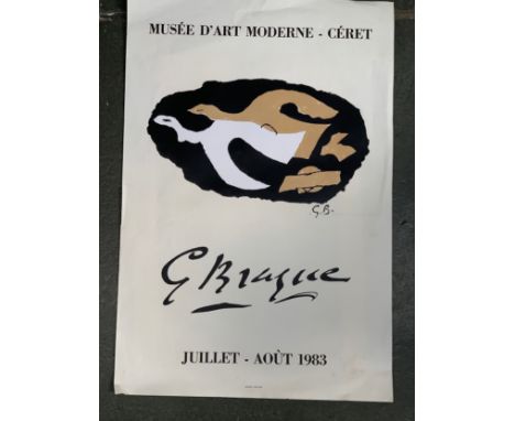 Georges Braque (1882-1963), Deux oiseaux, Museum of Modern Art Ceret exhibition poster, 1983, 60x89cm 