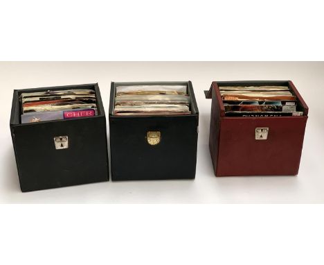 Three boxes of singles to include Michael Jackson, Frank Sinatra, Donna Summer, etc 