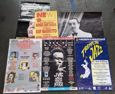 A quantity of French Jazz concert posters to include Tremplin 1992, Grande Parade (Nice) '91, Miles Davis 1991, Dee Dee Bridg