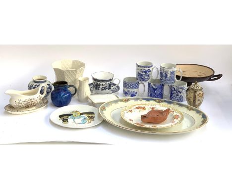A mixed lot of ceramics to include Delft, Denby, Peggy Ross, Spode 'Blue Room Collection', Bellek, Wedgwood 'California', etc