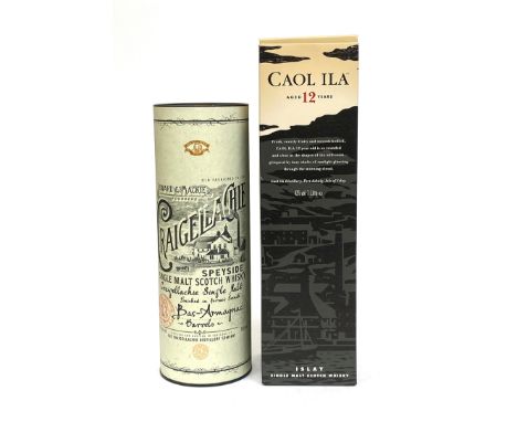 Craigellachie 13 year old single malt; Caol Ila 12 Year Old Scotch Whisky 