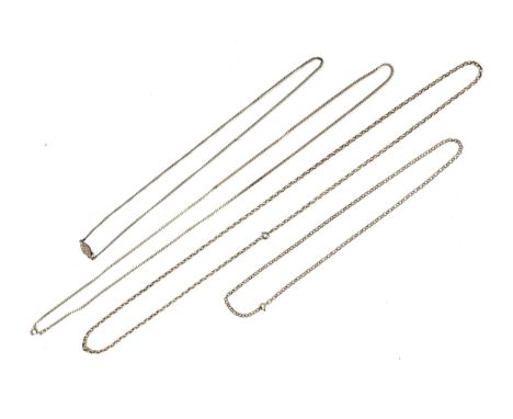 Four silver chains, gross weight 31.7g 