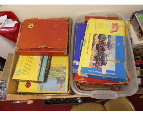 Two large boxes of 00 gauge vintage sets, by Hornby Dublo, Trix Twin, Triang TT gauge and others, all in poor condition, and 