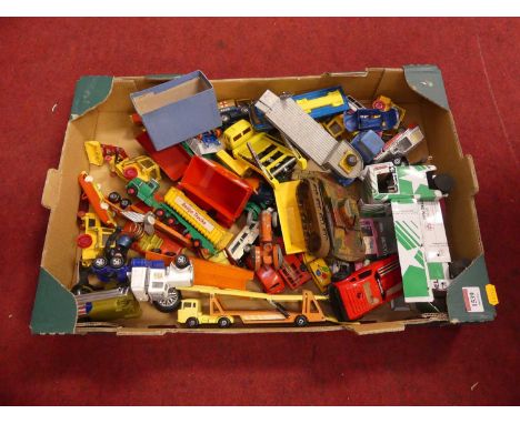 A tray containing loose and playworn diecast to include Matchbox Kingsize K16 Dodge tractor, Corgi Toys Carrymore machinery c