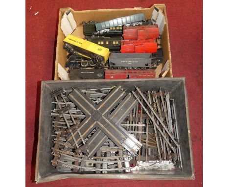 A collection of S scale trains by The AC Gilbert company, with a quantity of track, all in average condition, with one repain