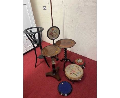 Victorian occasional furniture to include; a mahogany fixed top pedestal tripod table, further similar tripod pedestal table,