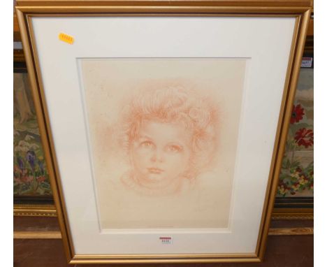 Ulrica Forbes - bust portrait of a young Princess Anne, coloured chalks, signed lower left, 35x28cm, together with a print of