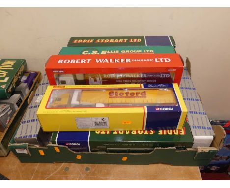 A tray containing 9 Corgi Limited edition boxed modern issue haulage models to include; No.CC12702 ERF ECS Curtainside, No.CC