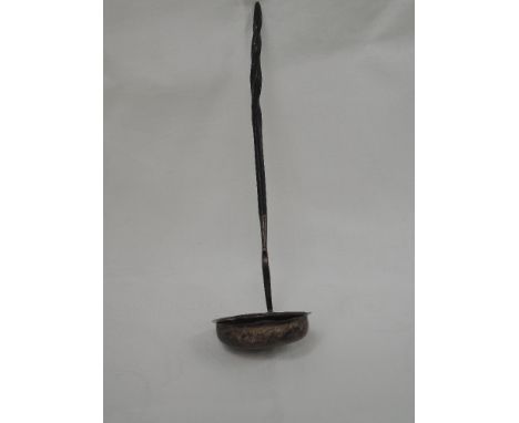 A Georgian silver punch ladle of plain form having twisted whalebone handle, London 1803, Peter & Ann Bateman