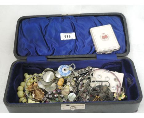 A case of costume jewellery including necklaces, brooches, bangle etc