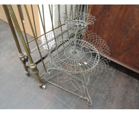A Victorian style wirework garden tiered planter