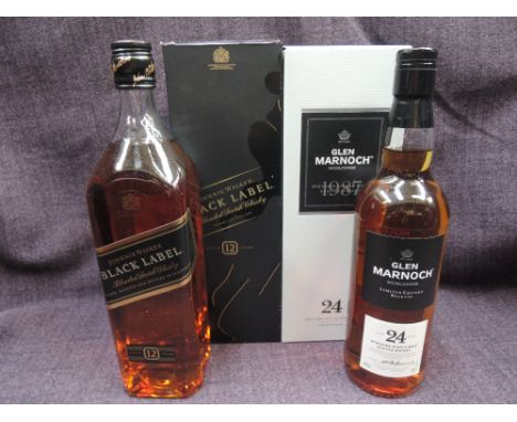 Two bottles of Scotch Whisky, Glen Marnoch 24 year old Speyside Limited Edition and Johnnie Walker Black Label 12 year old
