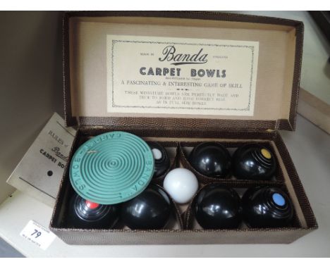 A set of early/mid 20th century Barda - Brookes & Adams, indoor carpet bowls, in original box