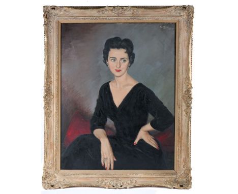 Paul Fitzgerald (British, 1922-2017)Portrait of Miriam Brightlingsigned and dated 1955 (top right), oil on canvas90 x 70cm (3