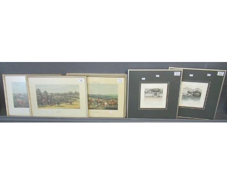A set of four reproduction coloured hunting scene prints, framed and glazed. Together with a pair of limited edition prints, 
