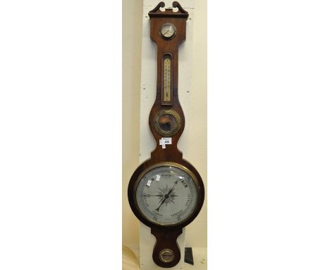 Mahogany banjo barometer, unmarked. (B.P. 21% + VAT) 