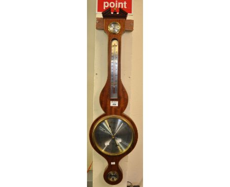 Reproduction mahogany inlaid wheel barometer marked 'Comitti, Holborn'.(B.P. 21% + VAT) 