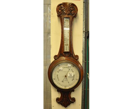 Edwardian carved oak barometer by J. Parkes & Son, Liverpool. (B.P. 21% + VAT)Good condition for age. No obvious damage to th