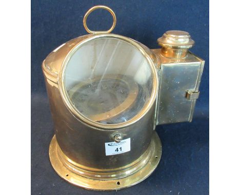 J.D. Lang & Co Glasgow brass ships binnacle compass. (B.P. 21% + VAT) Generally worn with use as expected.Scratch to serial n