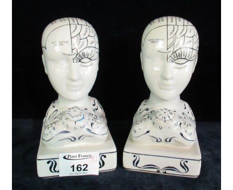 Pair of reproduction ceramic phrenology heads.(B.P. 21% + VAT) 