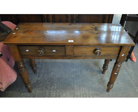 Modern pine two drawers side or console table on ring turned legs. (B.P. 21% + VAT) 