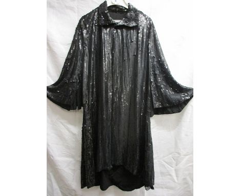 A vintage sequined evening cape-style coat with flared sleeves, 34 long at the front, 30 long at the back