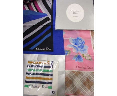 Four Christian Dior scarves, two in original boxes