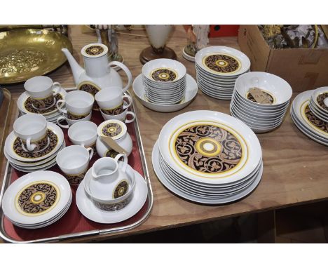 A Noritake  Havana tea and dinner service comprising  a coffee pot, cups and saucers, dinner and side plates, dishes approx 7