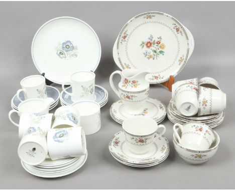 A Royal Doulton Kingswood part tea service along with a Wedgwood Susie Cooper design Glen mist part tea service, approximatel