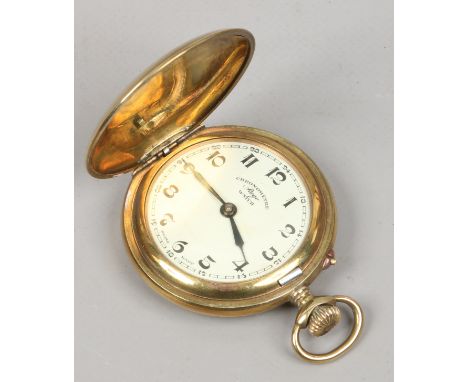 A yellow metal Art Deco chronometer pocket watch