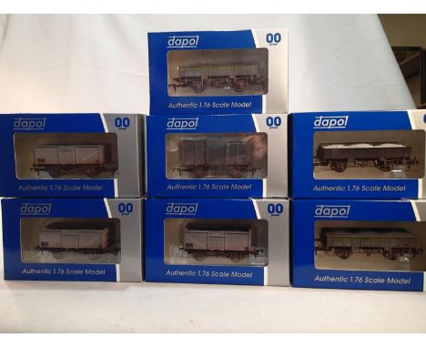 OO scale, seven Dapol wagons, weathered, excellent condition, plain boxes. UK P&amp;P Group 1 (£16+VAT for the first lot and 