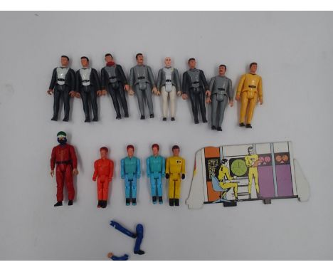 Thirteen loose figures in slightly play worn condition to include Mobile Action Command, Action Force and PPC/Mego Star Trek.